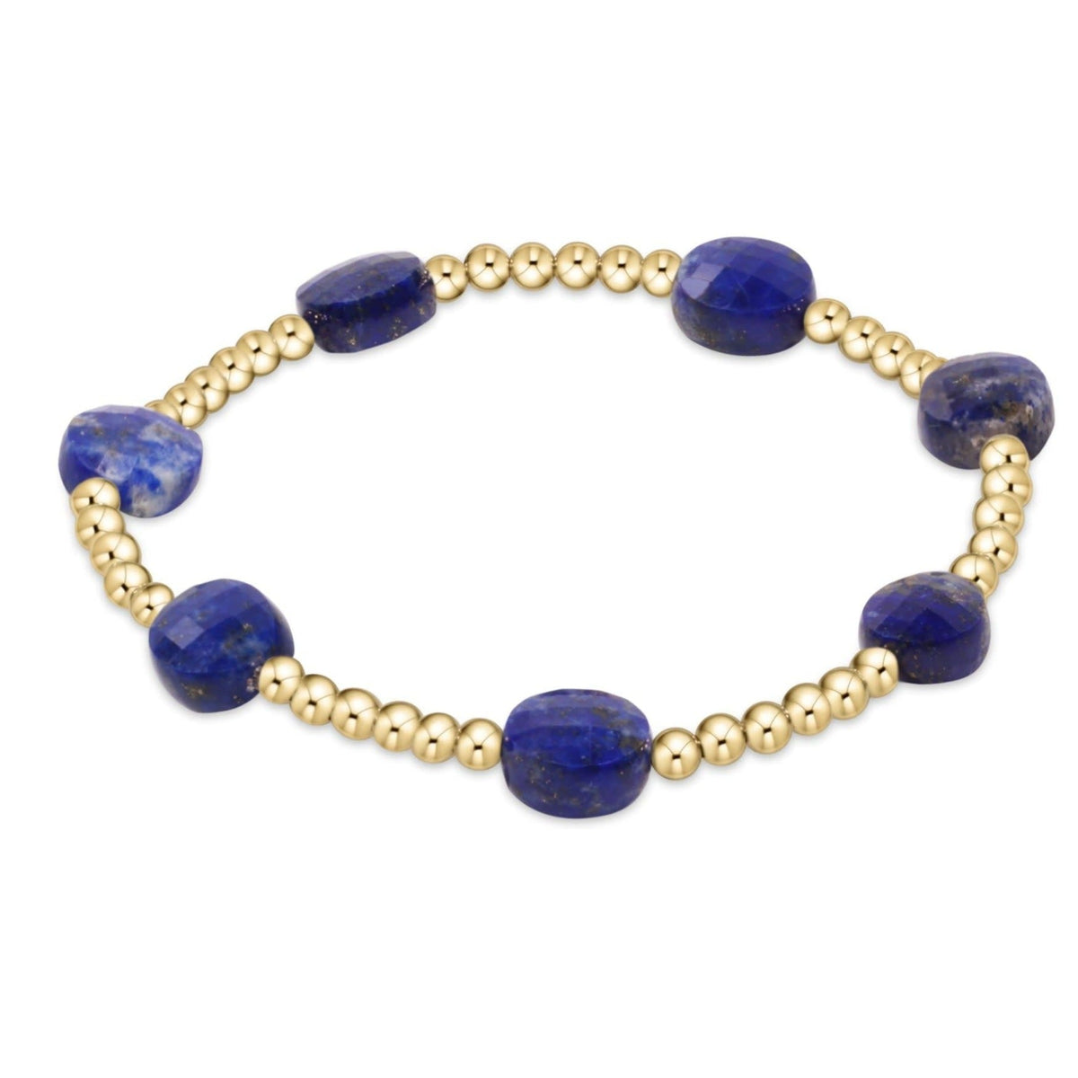 Enewton extends Admire gold-filled bead bracelet with lapis lazuli faceted gemstones on elastic cord