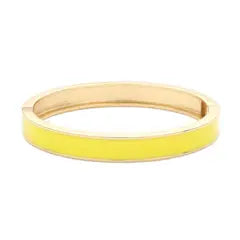 Gold hinged bangle bracelet with bold enamel finish