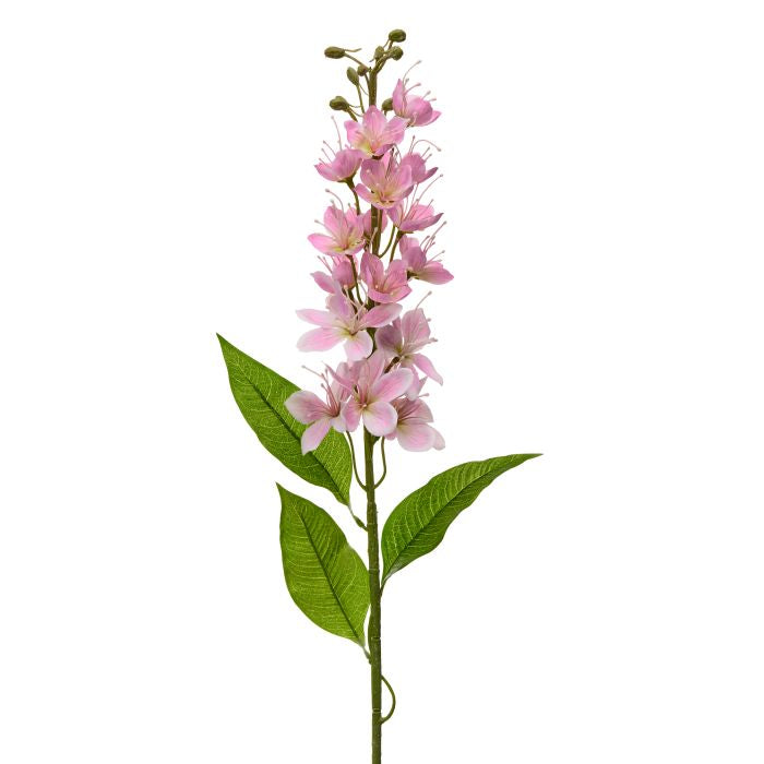 32-inch tall honey blossom stalk planter with natural wood finish.