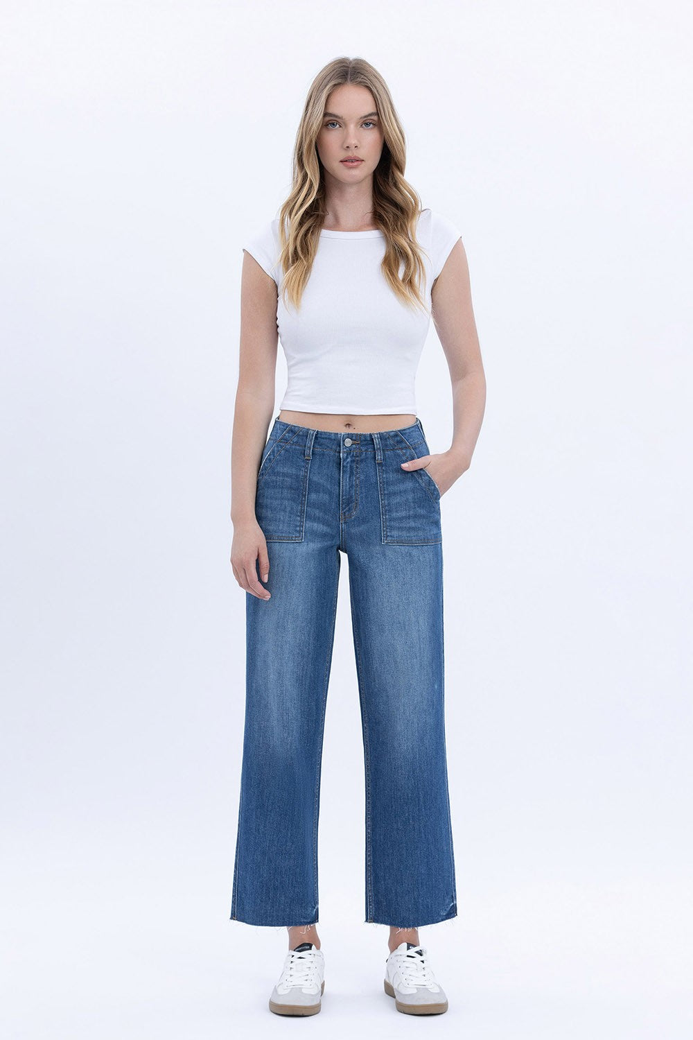 Avery High Rise Crop Utility Straight Jeans