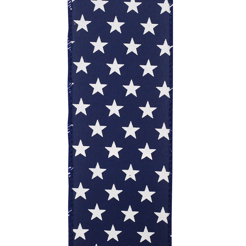 Patriotic Stars on Navy wired edge flag with white stars pattern.