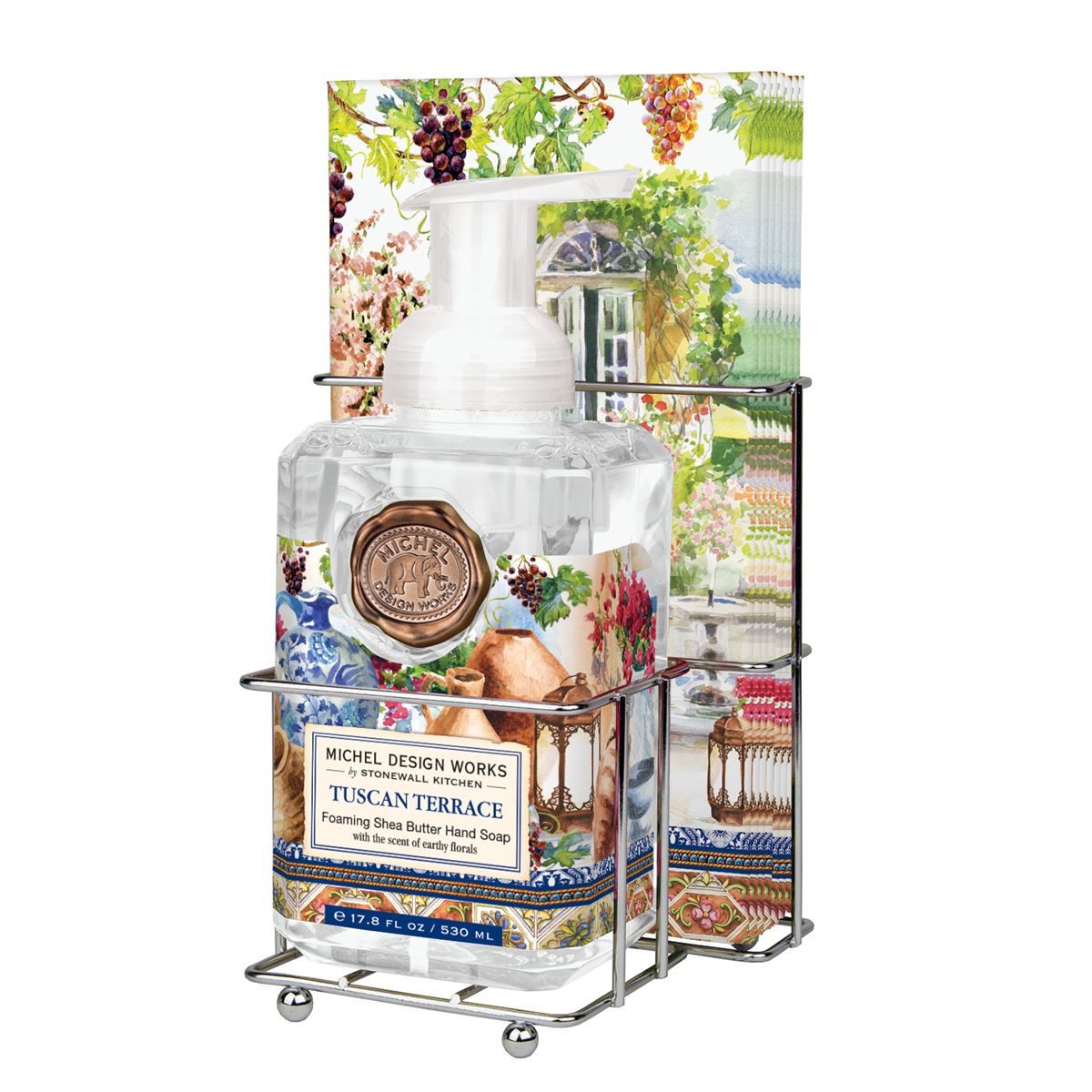 Foaming hand soap dispenser with a pack of napkins