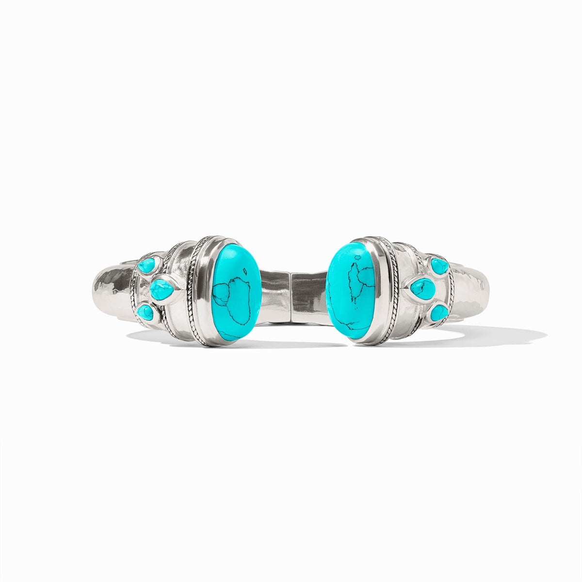 Julie Vos Cannes Cuff bracelet in pure silver plate with imported glass stones.