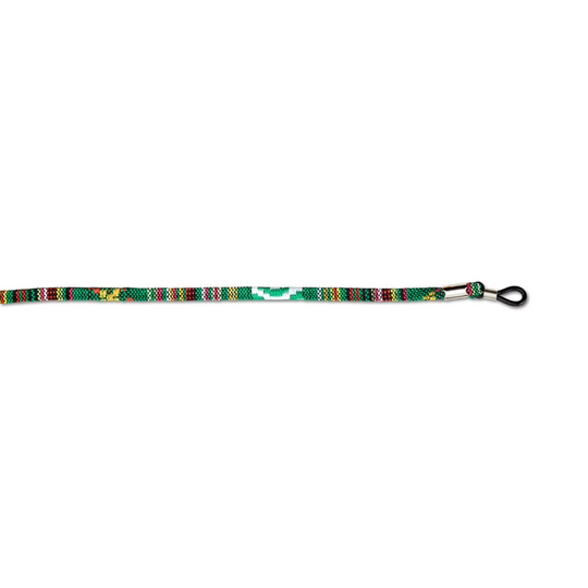Black sunglass lanyard with a secure clip attachment.