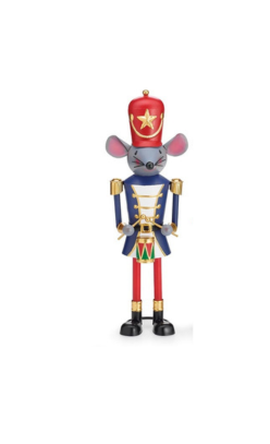 16-inch hand-painted tin mouse king nutcracker decor in a blue and red soldier uniform with a drum.