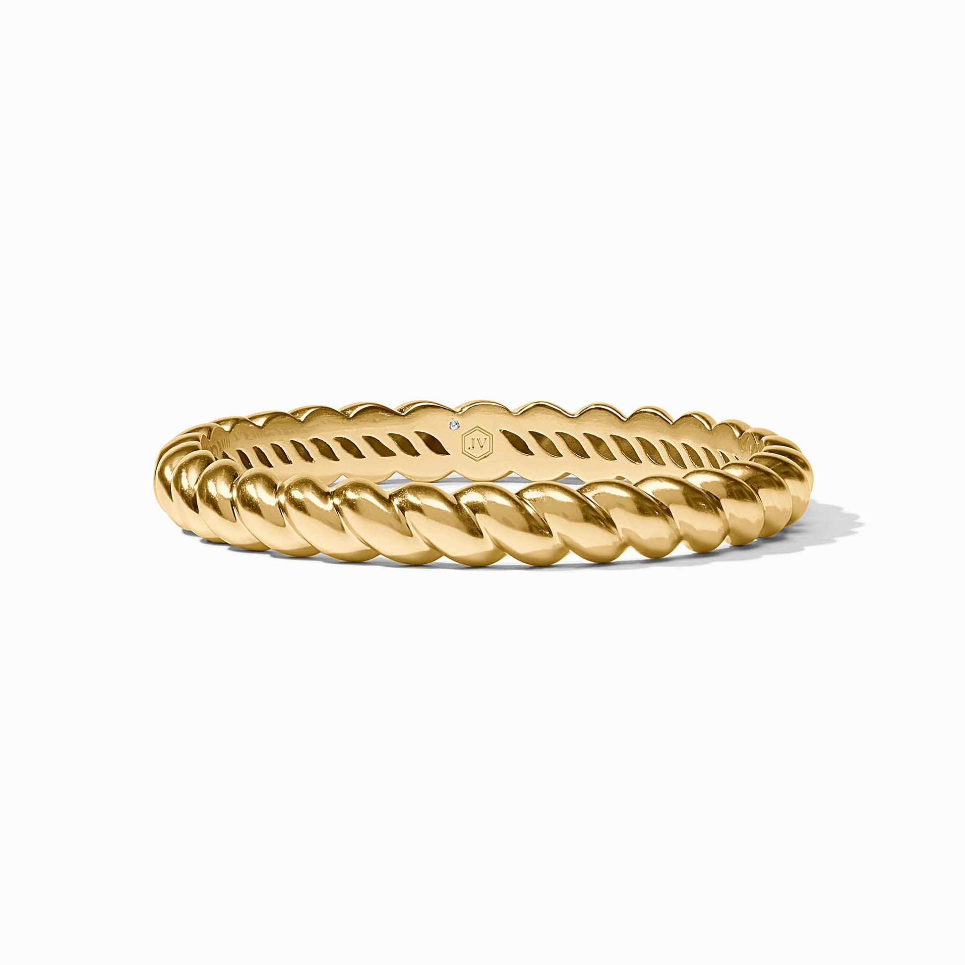 Gold Ravello Bangle featuring a twisted rope design with a 24K gold plate finish.