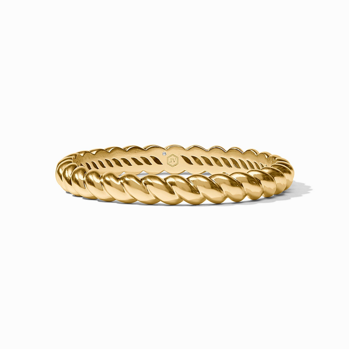 Gold Ravello Bangle featuring a twisted rope design with a 24K gold plate finish.