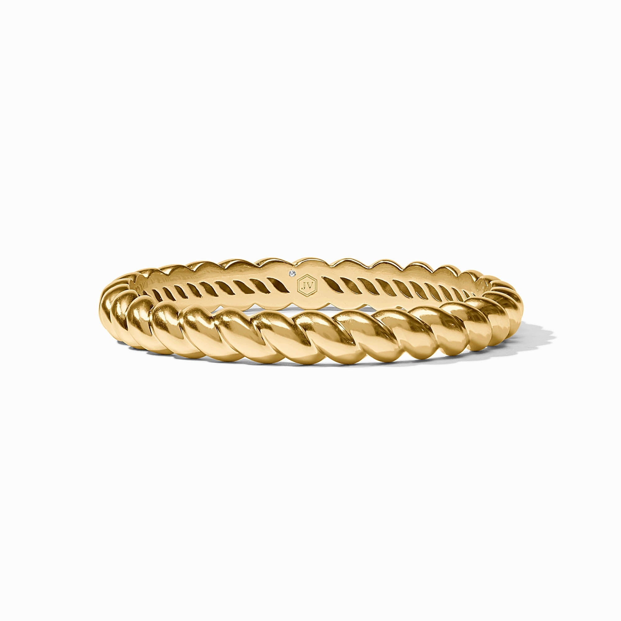 Gold Ravello Bangle featuring a twisted rope design with a 24K gold plate finish.