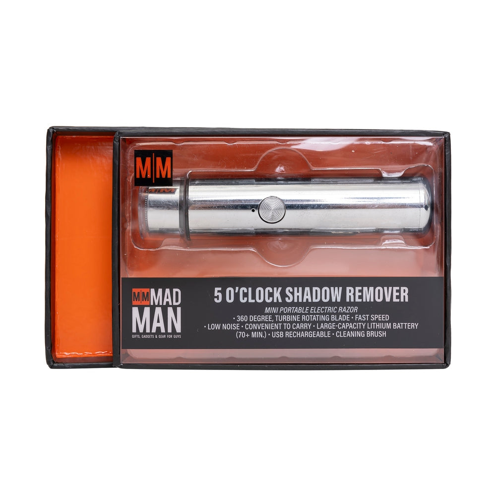 Black USB rechargeable electric shaver with ergonomic handle designed to remove stubble.