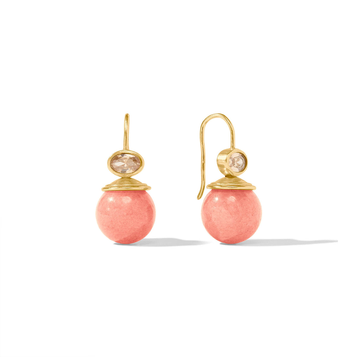 Portofino Demi earring with jade stone set in gold plate on a French wire hook.