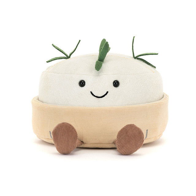 Amuseables Camembert plush toy with a cream-colored polyester body, cotton fabric texture, and hard eye detail.