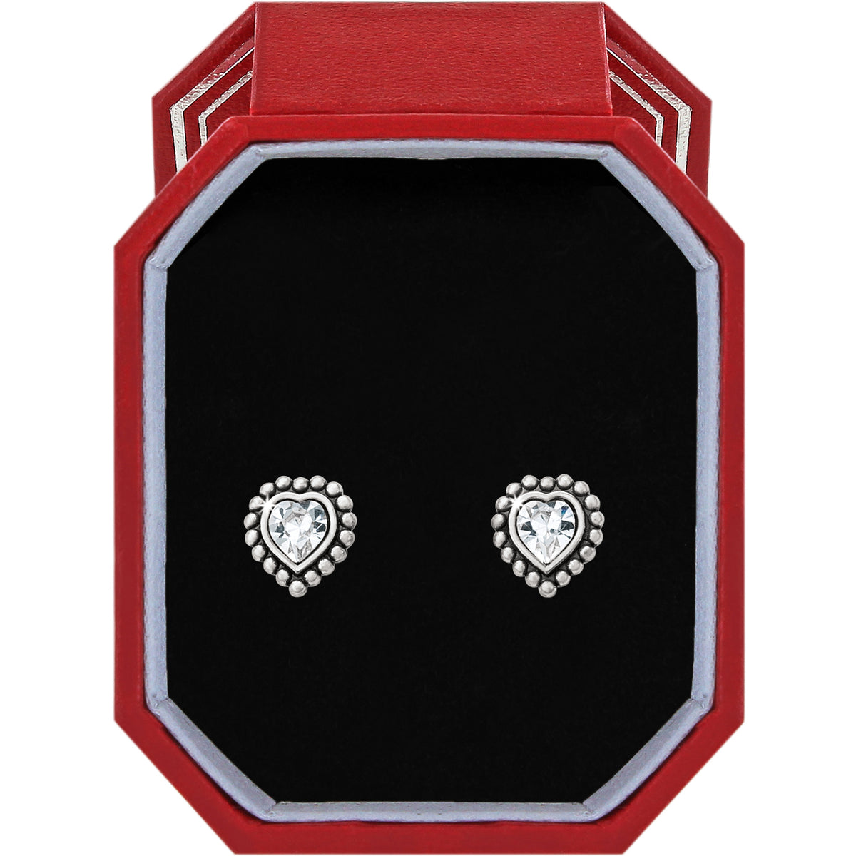 Silver plated crystal mini post box with heart-shaped opening in exclusive packaging