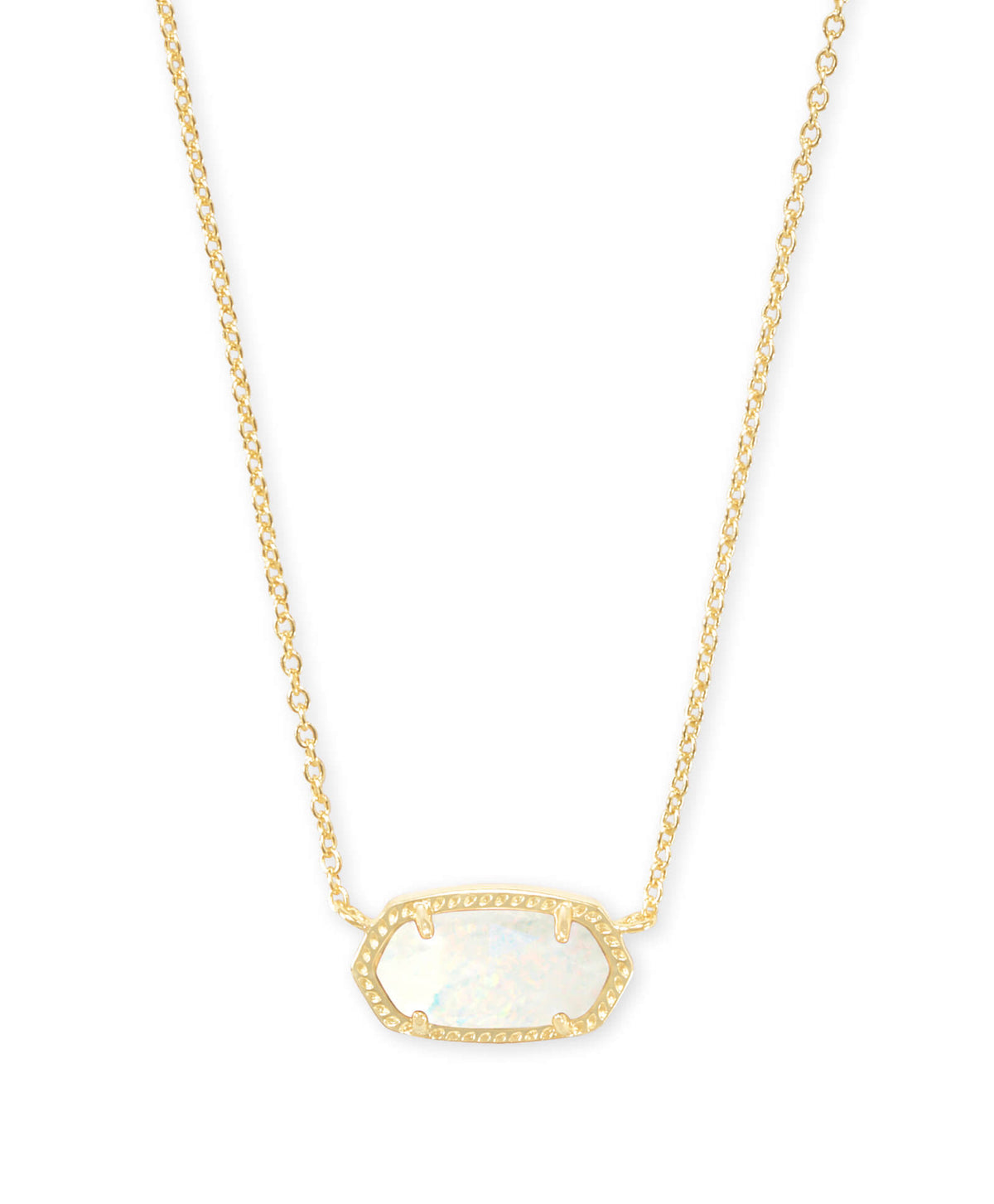 Elisa Short Pendant Necklace in gold-tone metal with a small rectangular pendant on an adjustable chain.