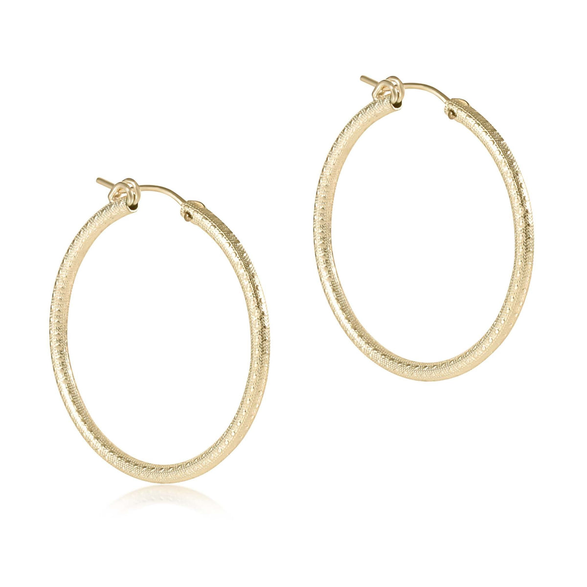 Round textured gold-filled hoop earring with notch clasp