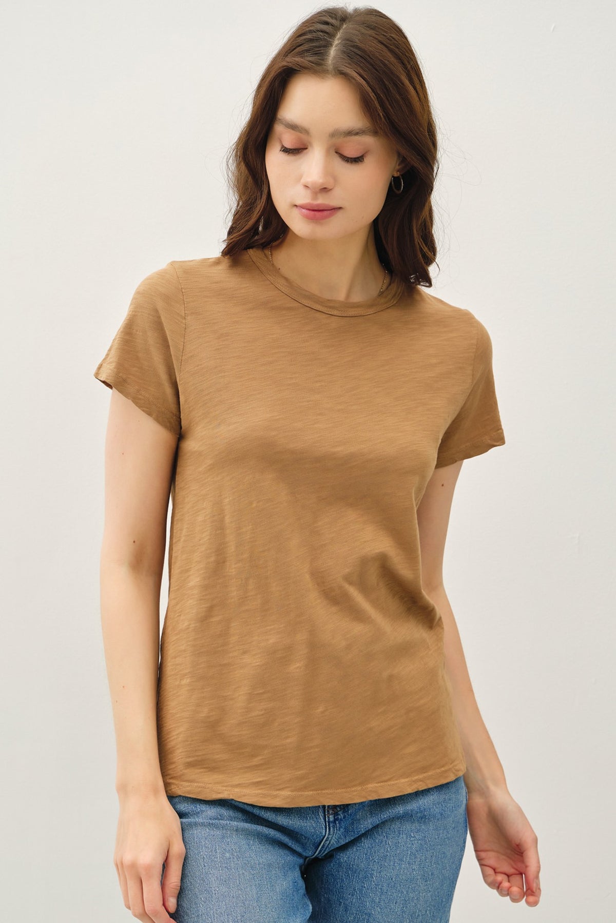 Ginny Garment Dyed Slub Tee in natural cotton with a relaxed silhouette and subtle slub texture.