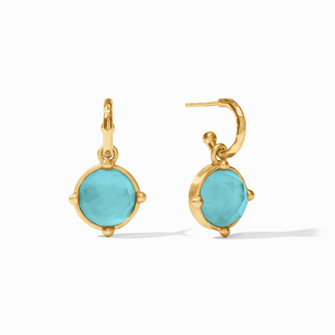 Honeybee Hoop & Charm earring with gold-tone finish featuring a small bee charm and pearl accent.