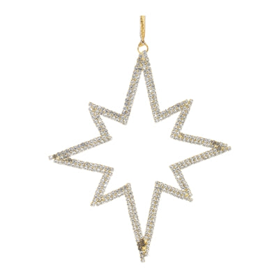 Iron star outline ornament with glass beads inside