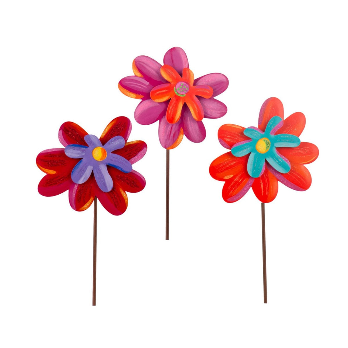 Small Enchanted Flowers stake with a delicate floral silhouette in soft pastel tones.