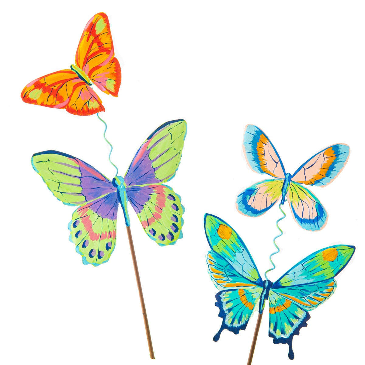 Artful Butterflies decorative stake featuring a colorful butterfly motif on a slender silhouette.