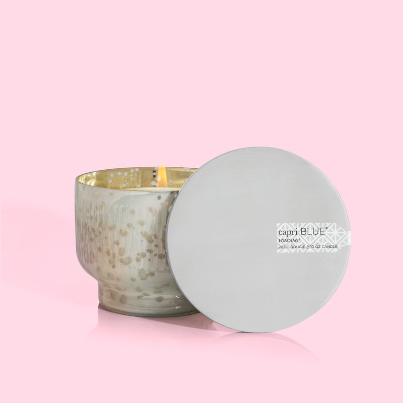 Mercury Inverted Jar candle with white gold lid featuring tropical fruit notes