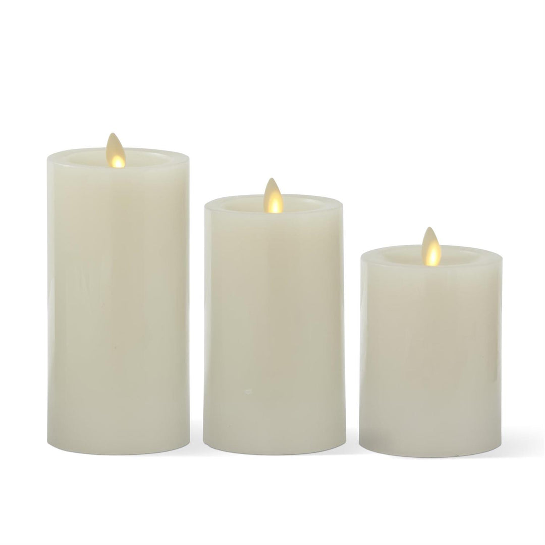 Set of 3 Wax Luminara Pillar Candles W/ remote