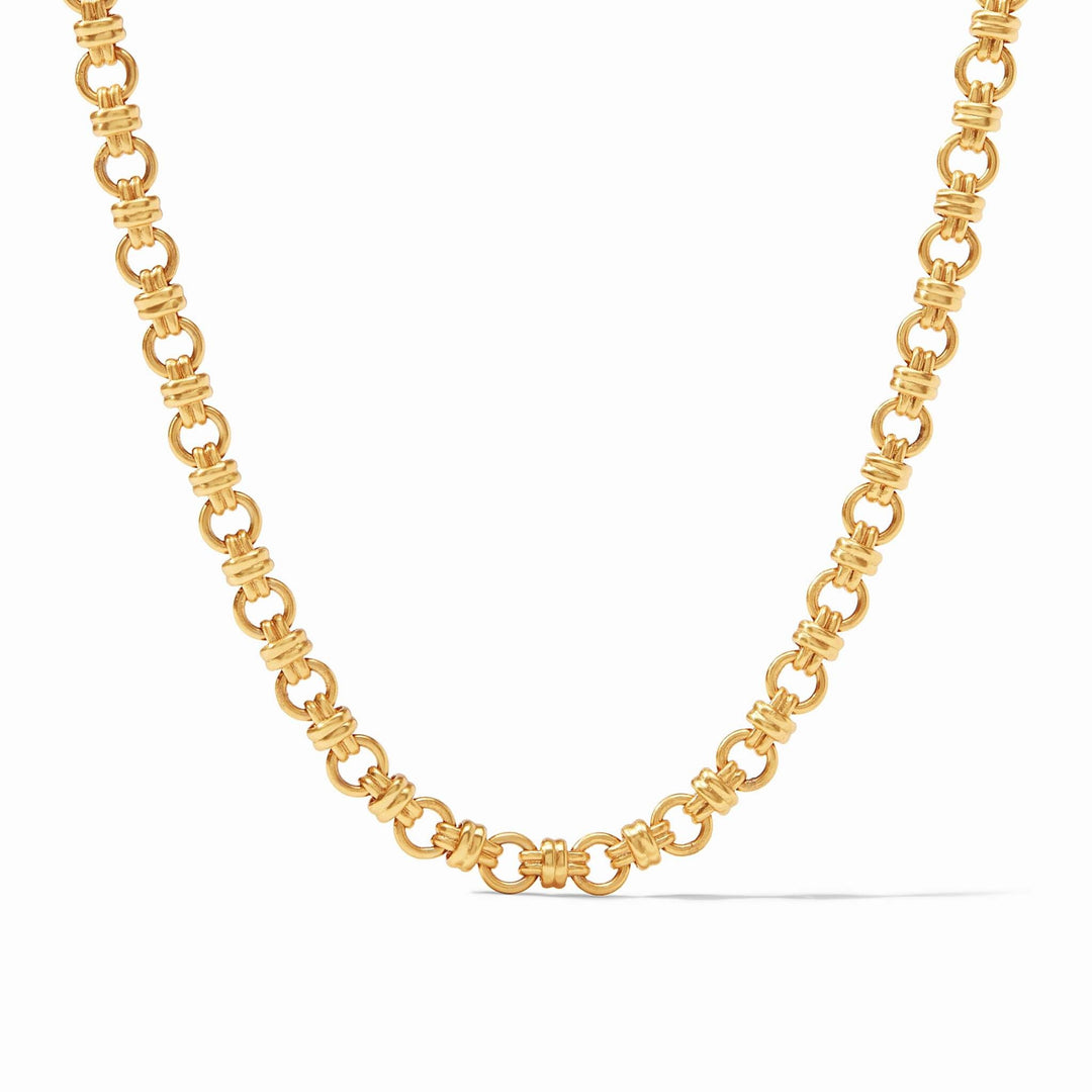 Esme link necklace in adjustable gold-plated chain with sculptural links.
