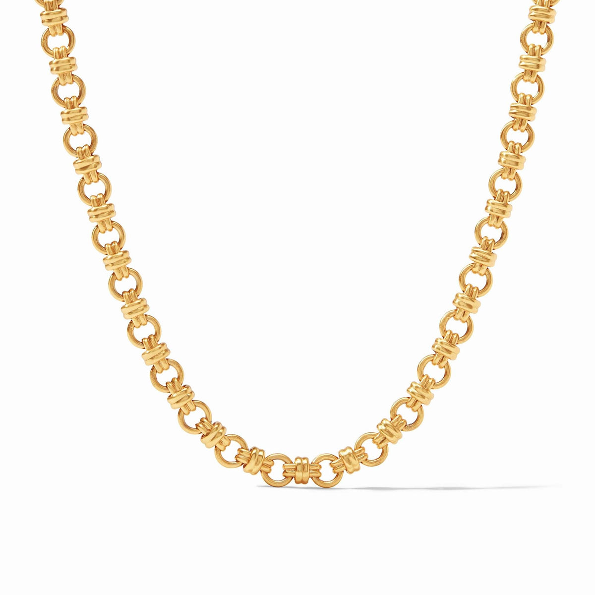 Esme link necklace in adjustable gold-plated chain with sculptural links.