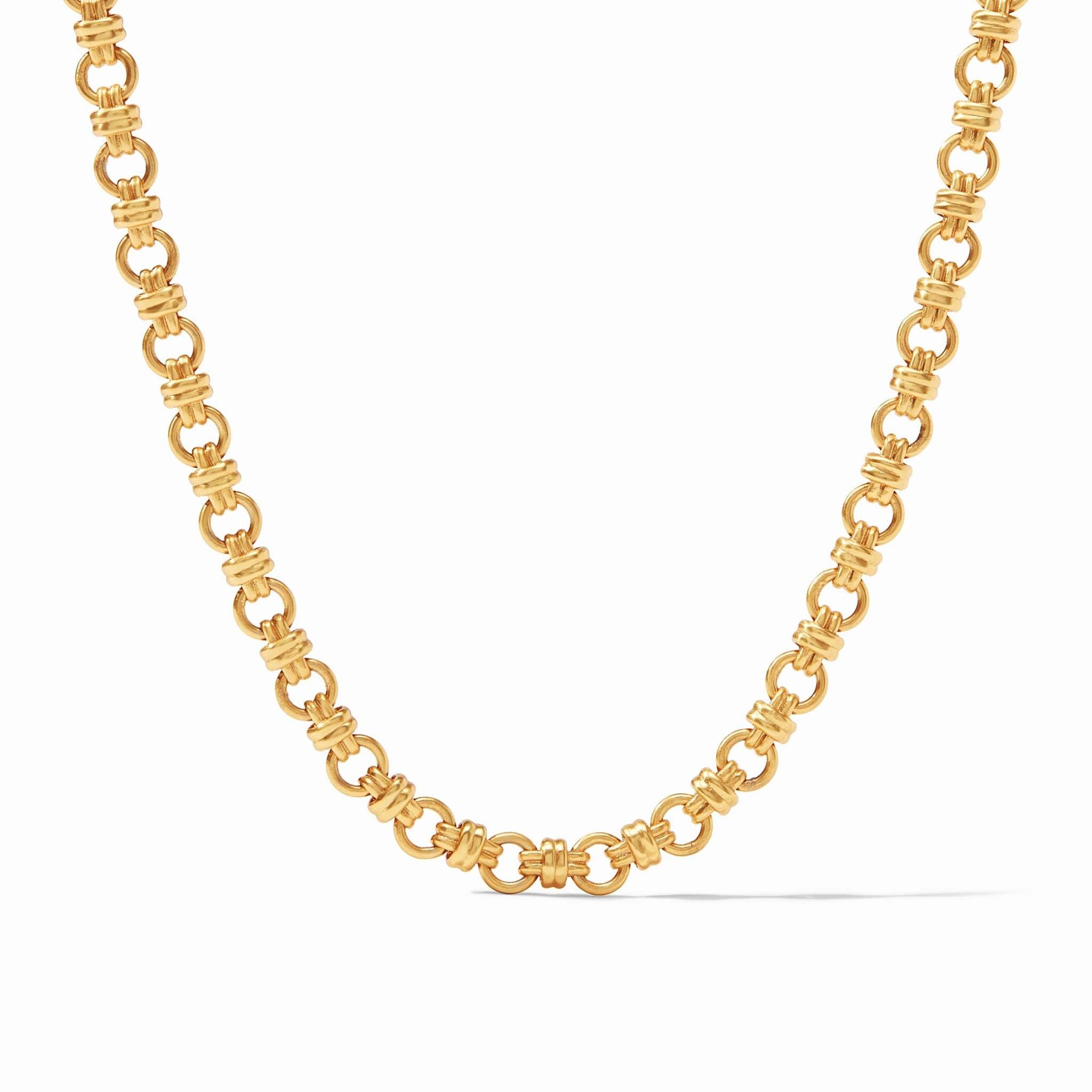 Esme link necklace in adjustable gold-plated chain with sculptural links.