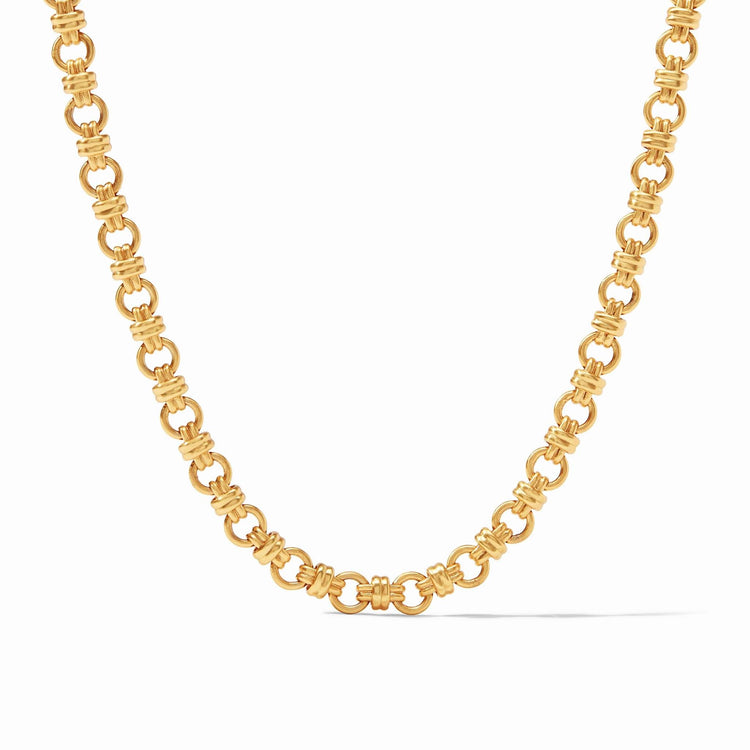 Esme link necklace in adjustable gold-plated chain with sculptural links.