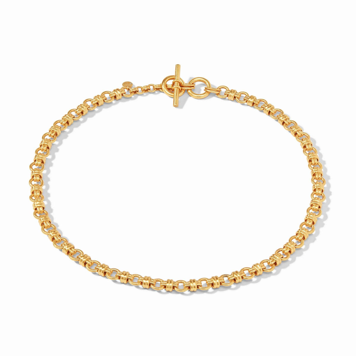 Esme link necklace in adjustable gold-plated chain with sculptural links.