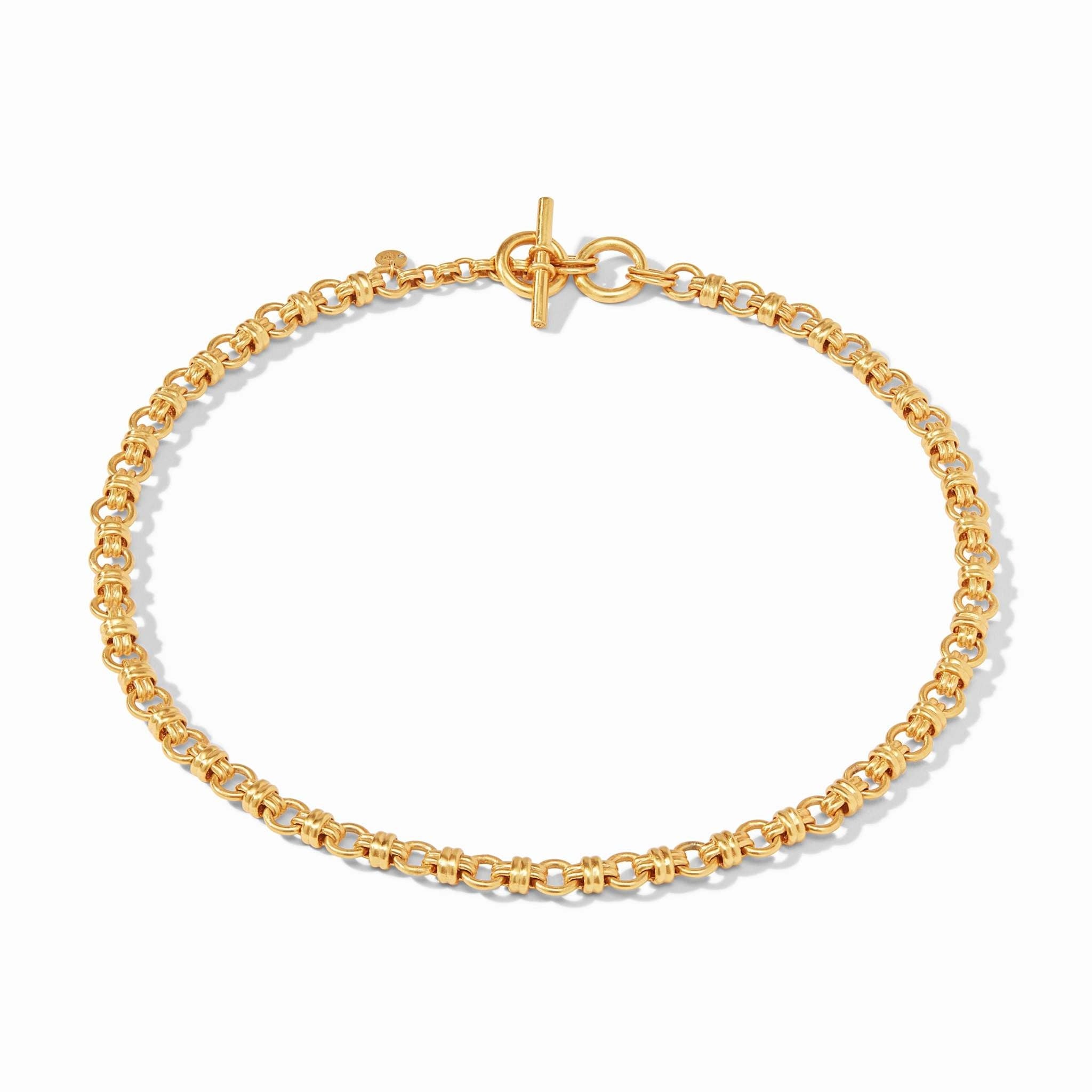 Esme link necklace in adjustable gold-plated chain with sculptural links.