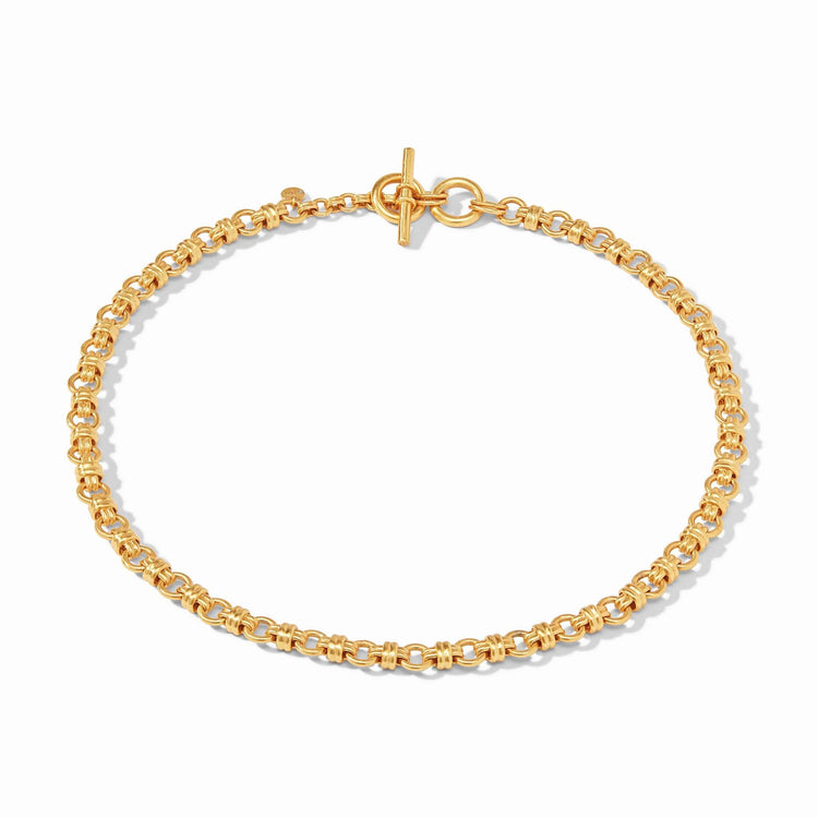 Esme link necklace in adjustable gold-plated chain with sculptural links.