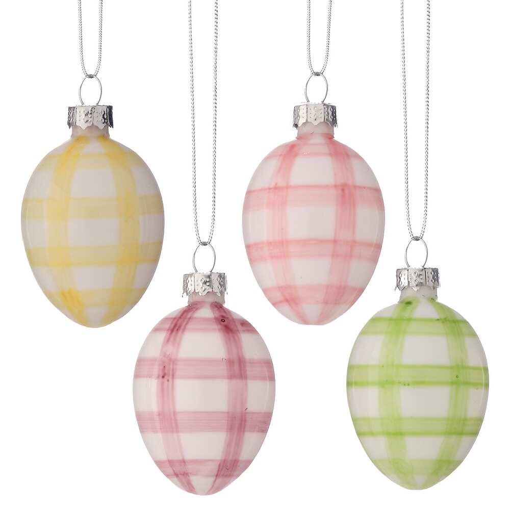 2" Glass Stripe Egg Ornament - Sold Individually