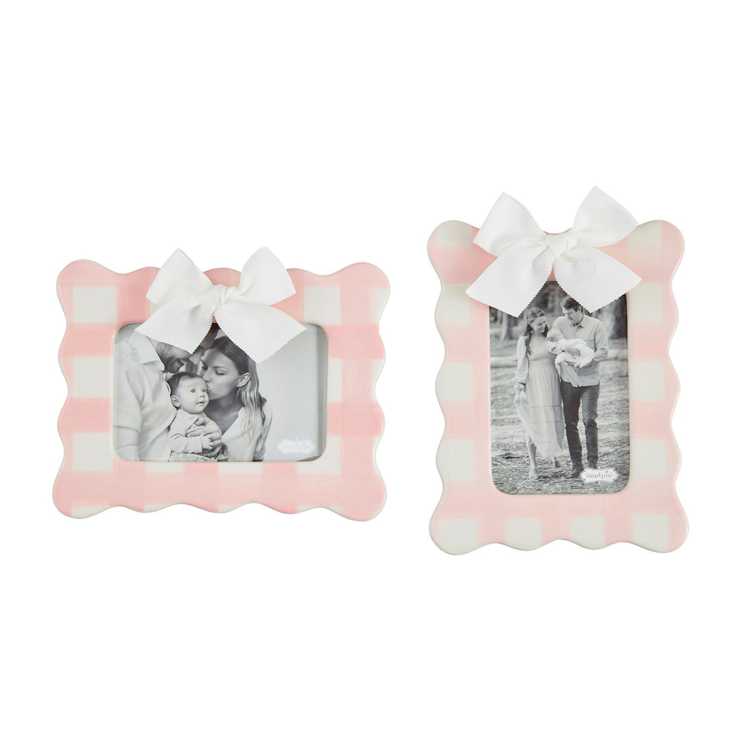 Gingham Pink Bow Frame