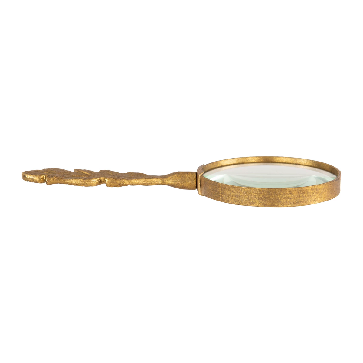 Pewter magnifying glass with gold feather handle