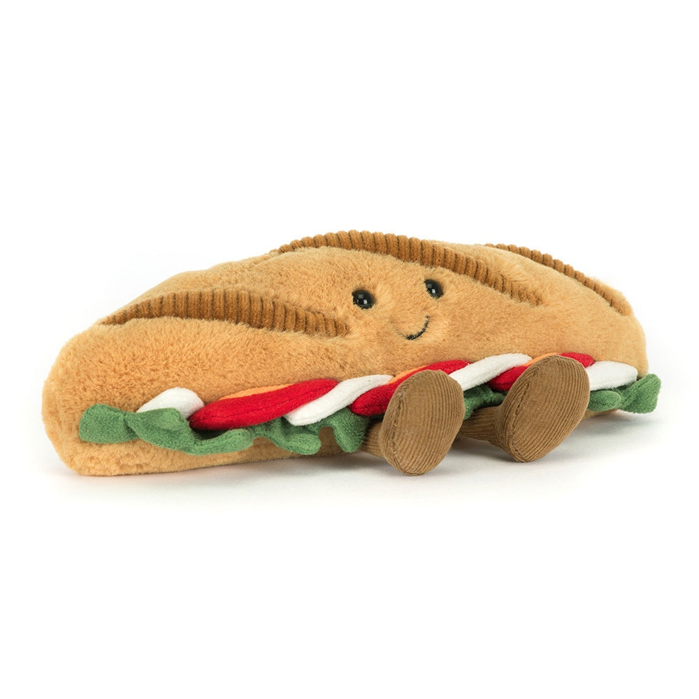Amuseables Caprese Baguette plush toy in green polyester with cotton filling and hard eye.