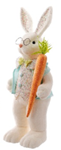 Large white table bunny figurine with long ears and a decorative bow.