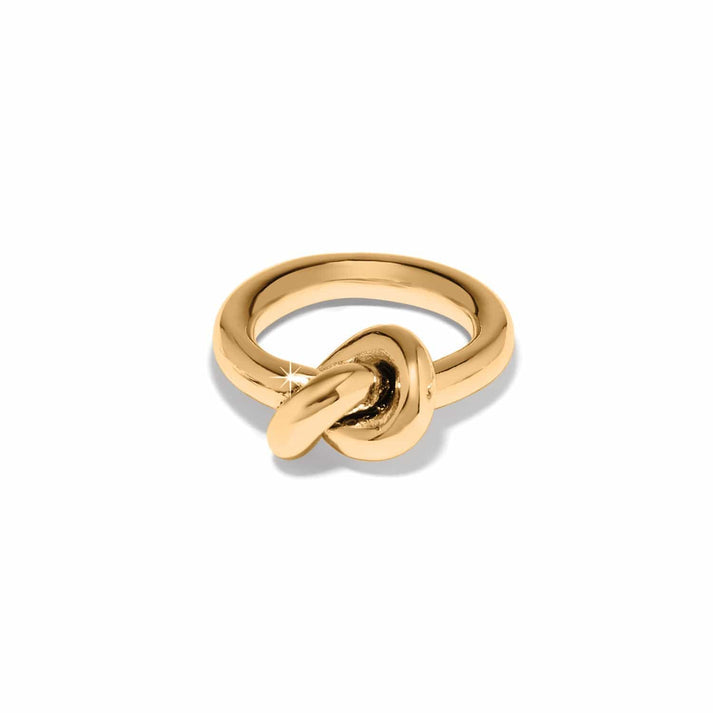 Interlok Single Knot Ring in gold-plated finish featuring a polished, thick band with a center knot.