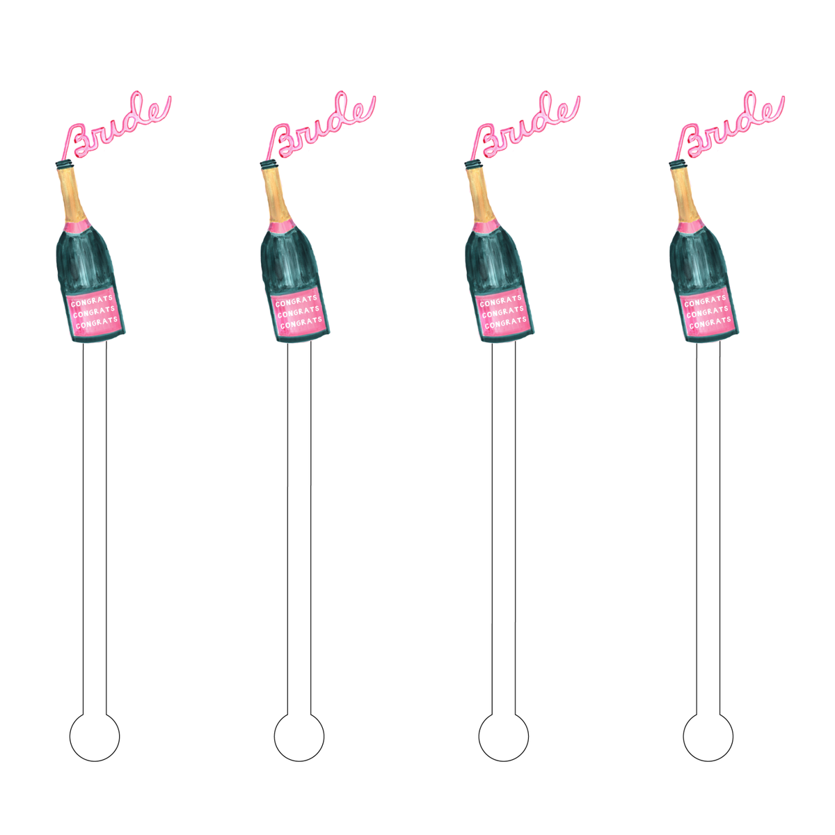 Six-inch clear acrylic stir stick with a rounded handle designed for cocktails.