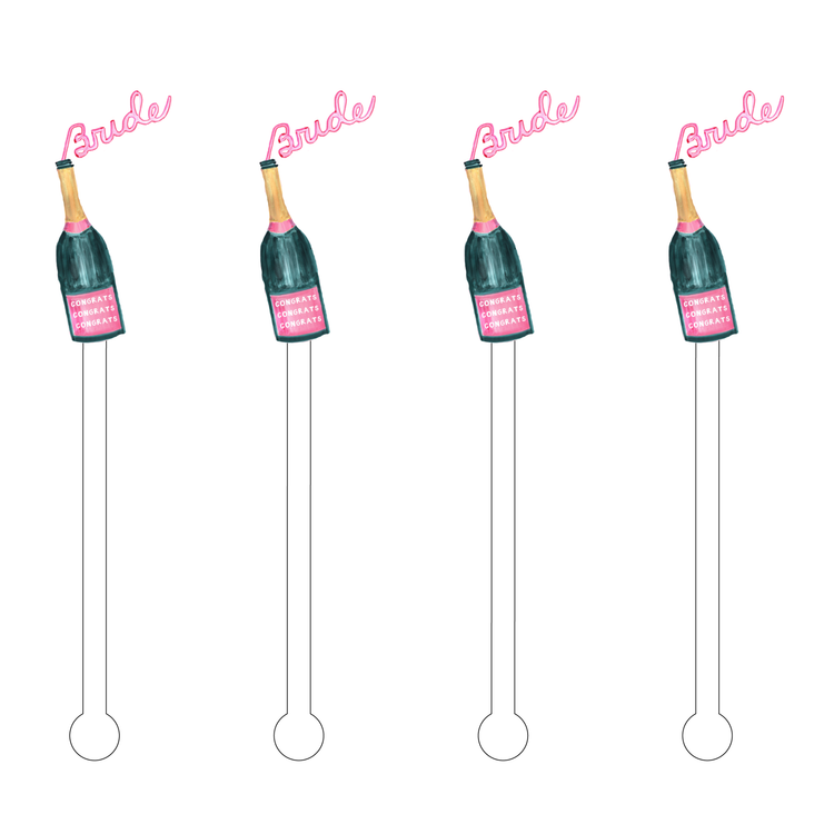 Six-inch clear acrylic stir stick with a rounded handle designed for cocktails.