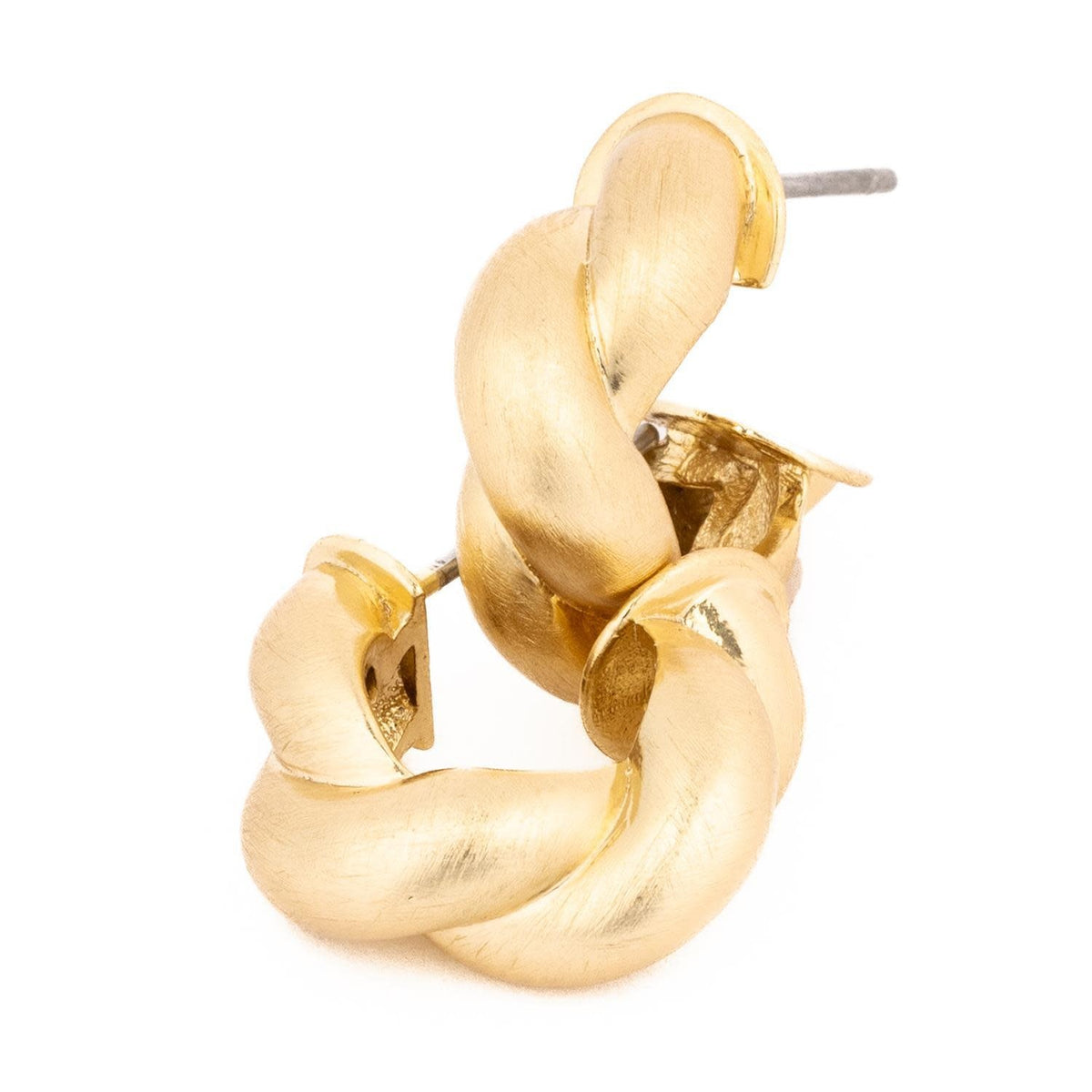 Gold hoop earrings with a smooth circular silhouette.