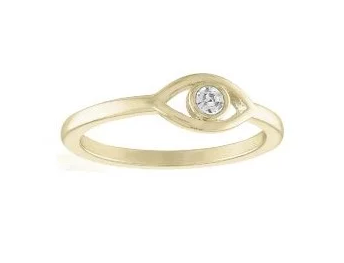 Gold layered Evil Eye ring with stacked circular bands