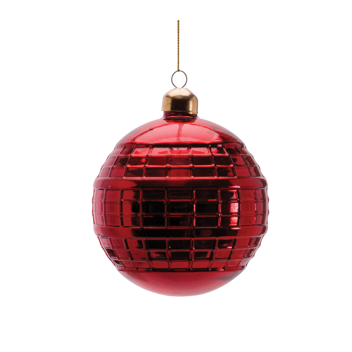 Glass ball ornament with a reflective silver finish