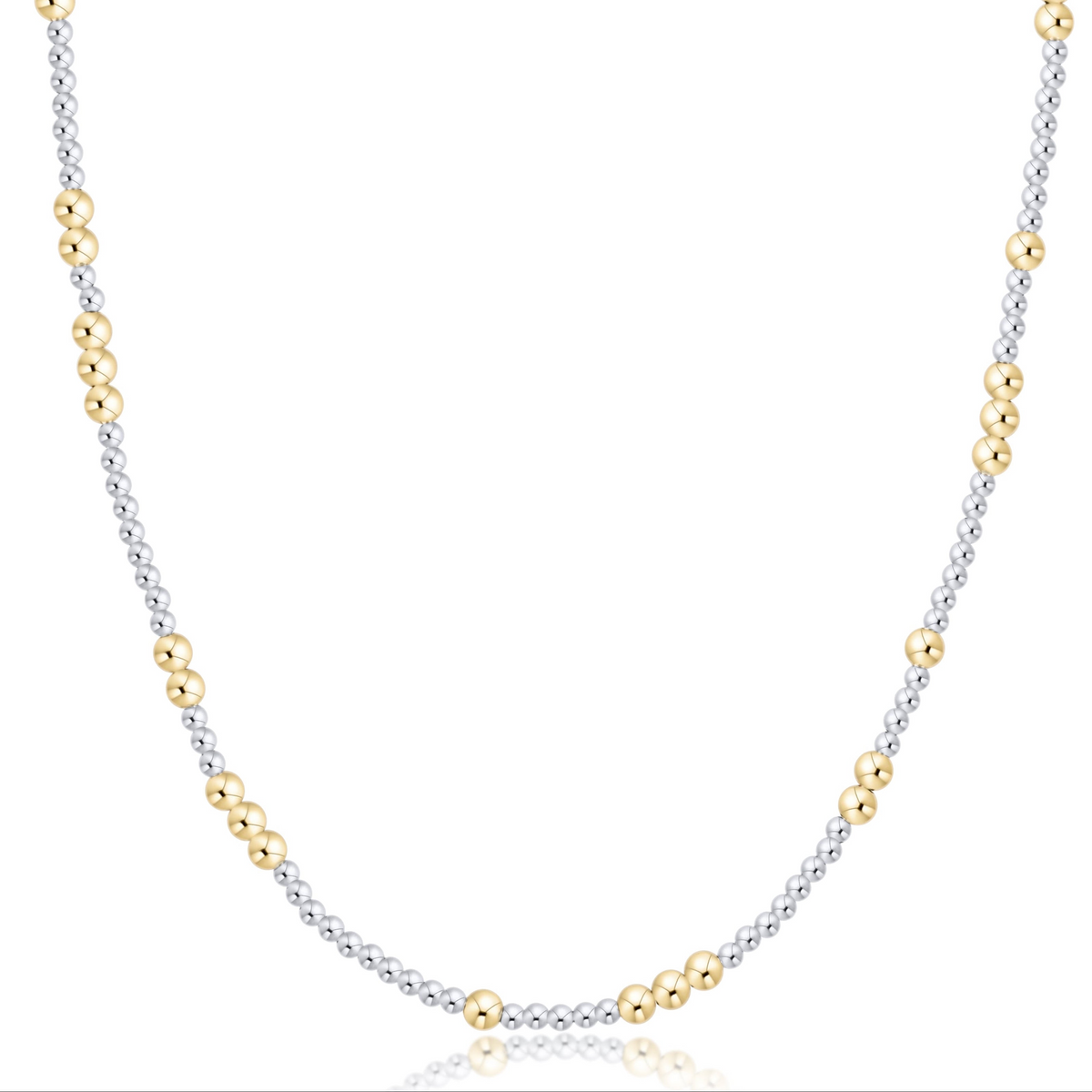15 inch mixed metal choker with alternating 2mm sterling silver and 3mm 14kt gold-filled beads.
