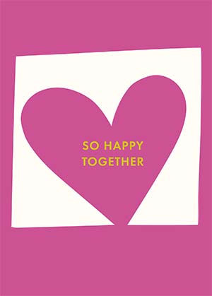 Happy Heart cut paper greeting card featuring a geometric heart silhouette with layered patterned layers.