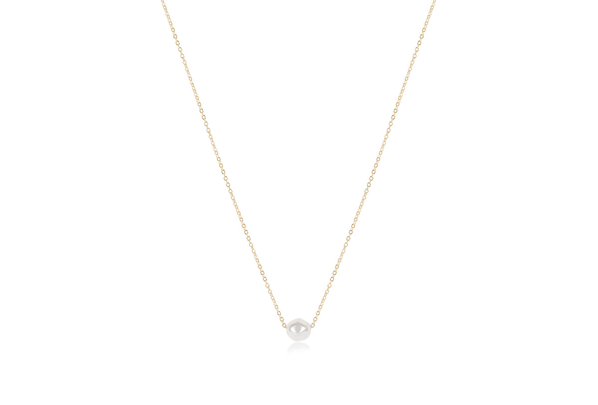 16-inch 14kt gold-filled chain necklace featuring a single white pearl pendant.