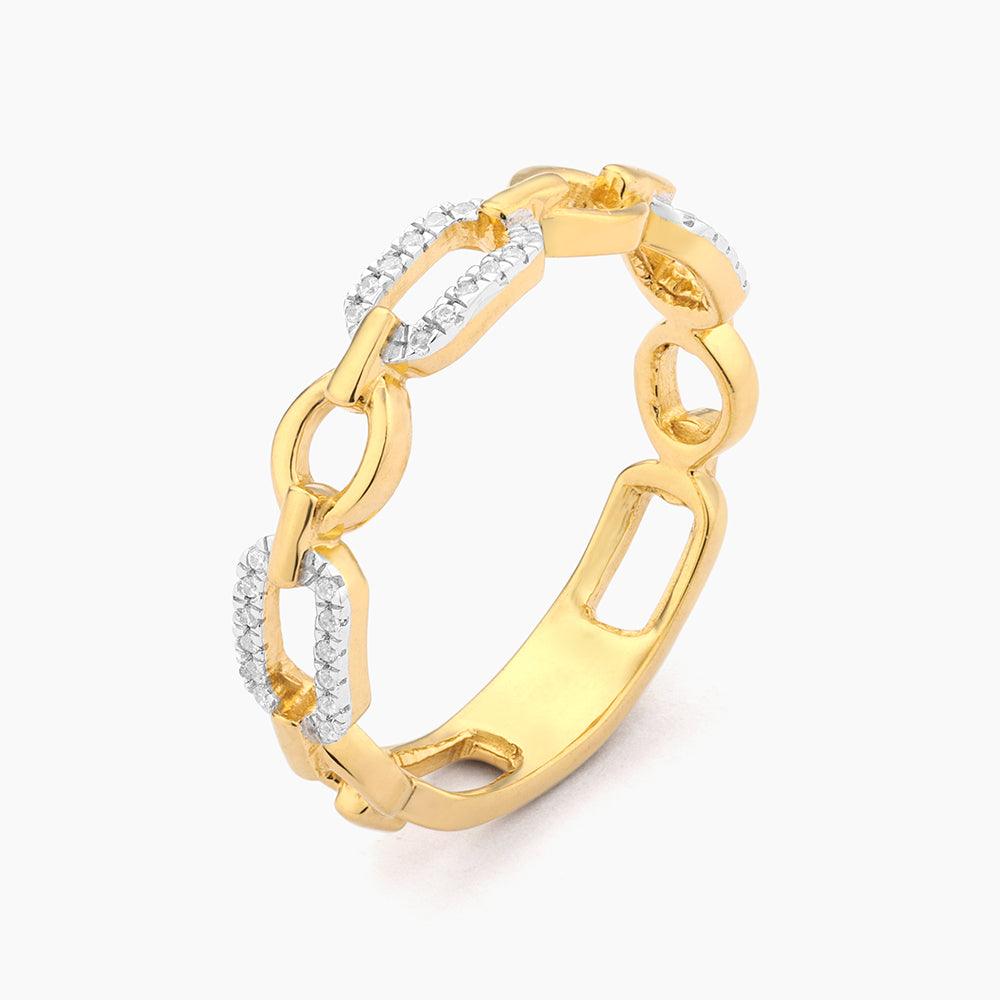Stackable ring in gold-plated sterling silver with a small diamond accent.