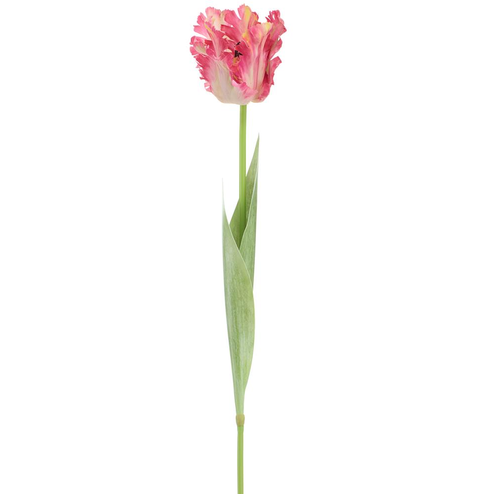 Polyester parrot tulip spray with plastic stems in a vibrant green color.