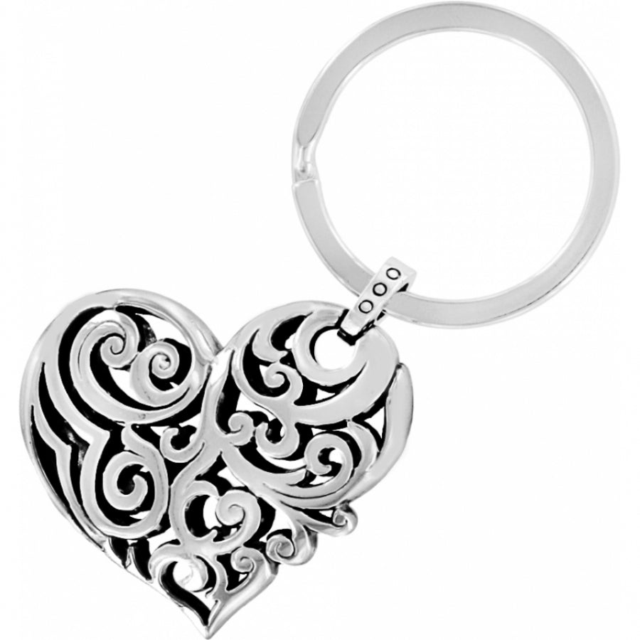 Silver plated heart-shaped crystal fob with Madrid city skyline engraving
