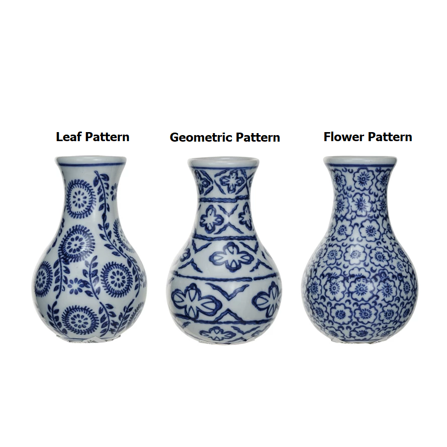 Hand-Stamped Stoneware Vase - Sold Individually